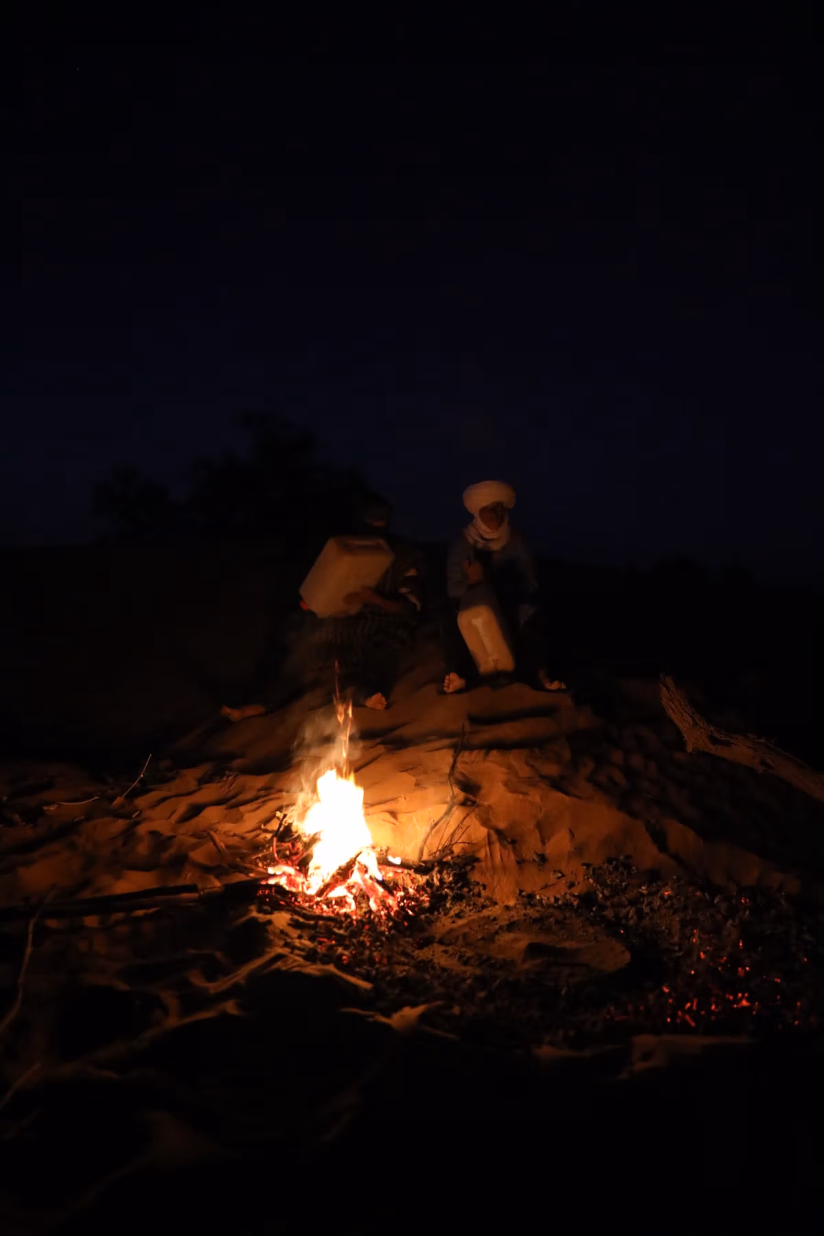 Campfire night desert