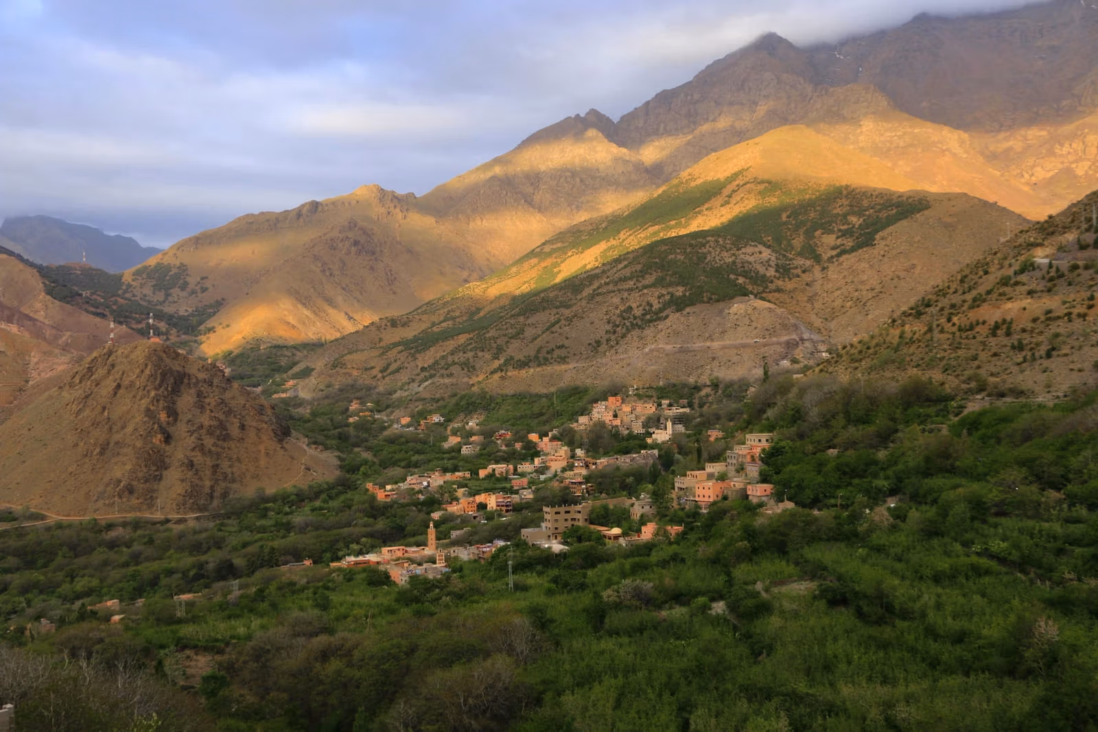 Golden light valley and village