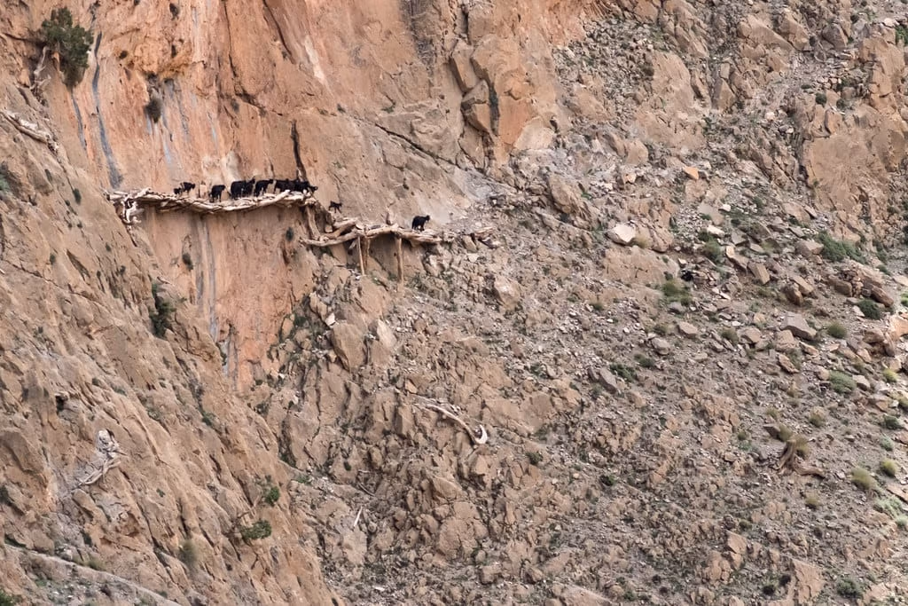 Narrow ledge path red cliff