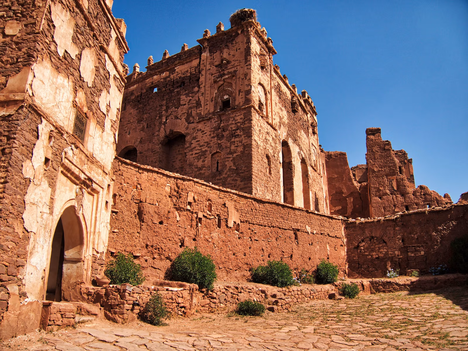 The ruined earthen walls of the Glaoui kasbah at Telouet